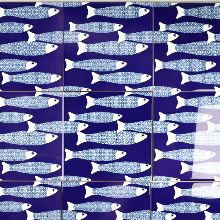 SALE Slight SECONDS - Set of 10x 15.2cm Ocean Shoal tile - Navy Blue