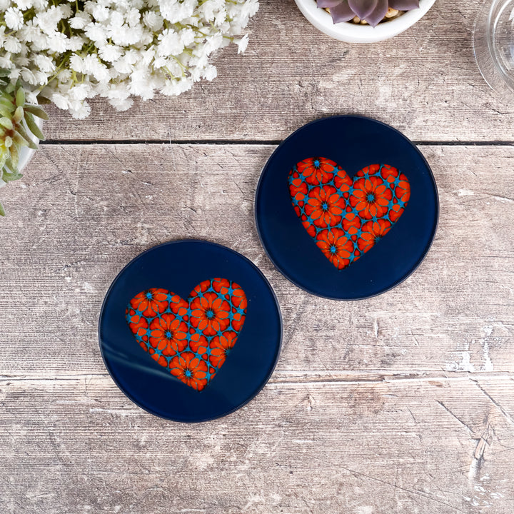 Moroccan Flower Heart Coasters