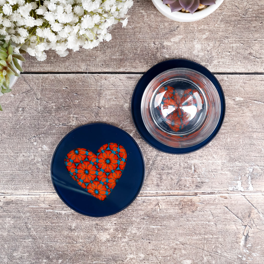Moroccan Flower Heart Coasters