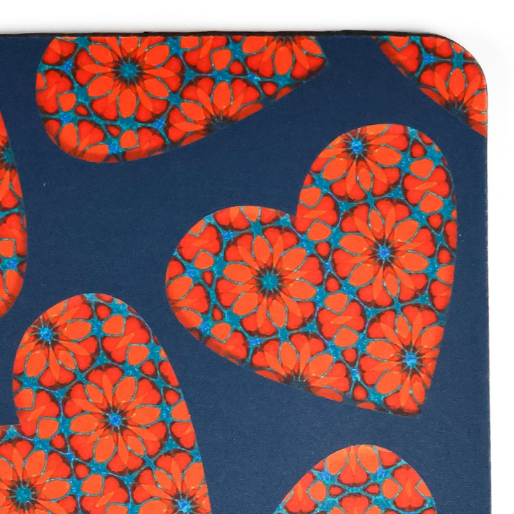 Moroccan Flower Hearts Mat / Gaming Mat - Red Blue