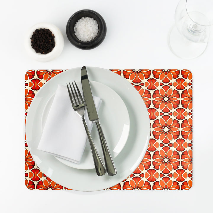 Moroccan Flower Placemat - Orange Apricot