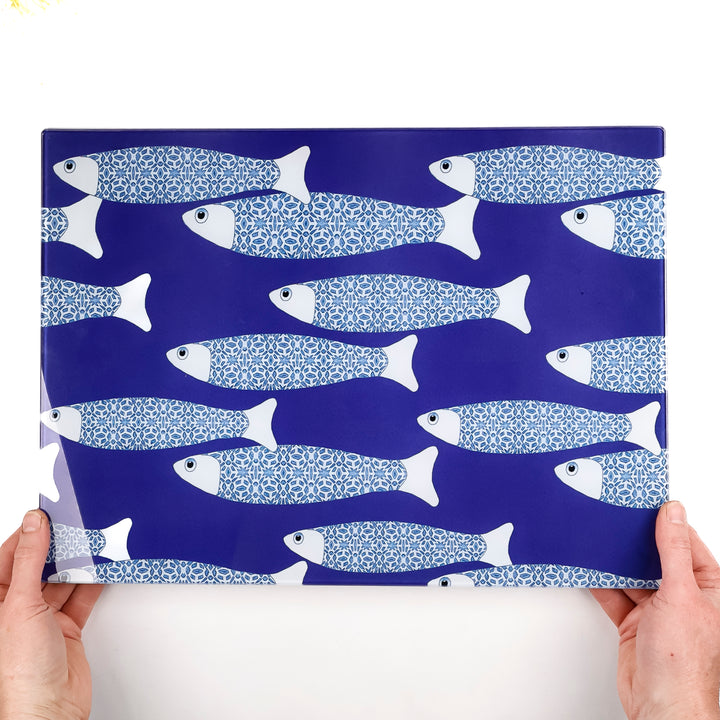 SALE SECOND - Large Rectangular Navy Blue Ocean Shoal Worktop Saver (Smooth)