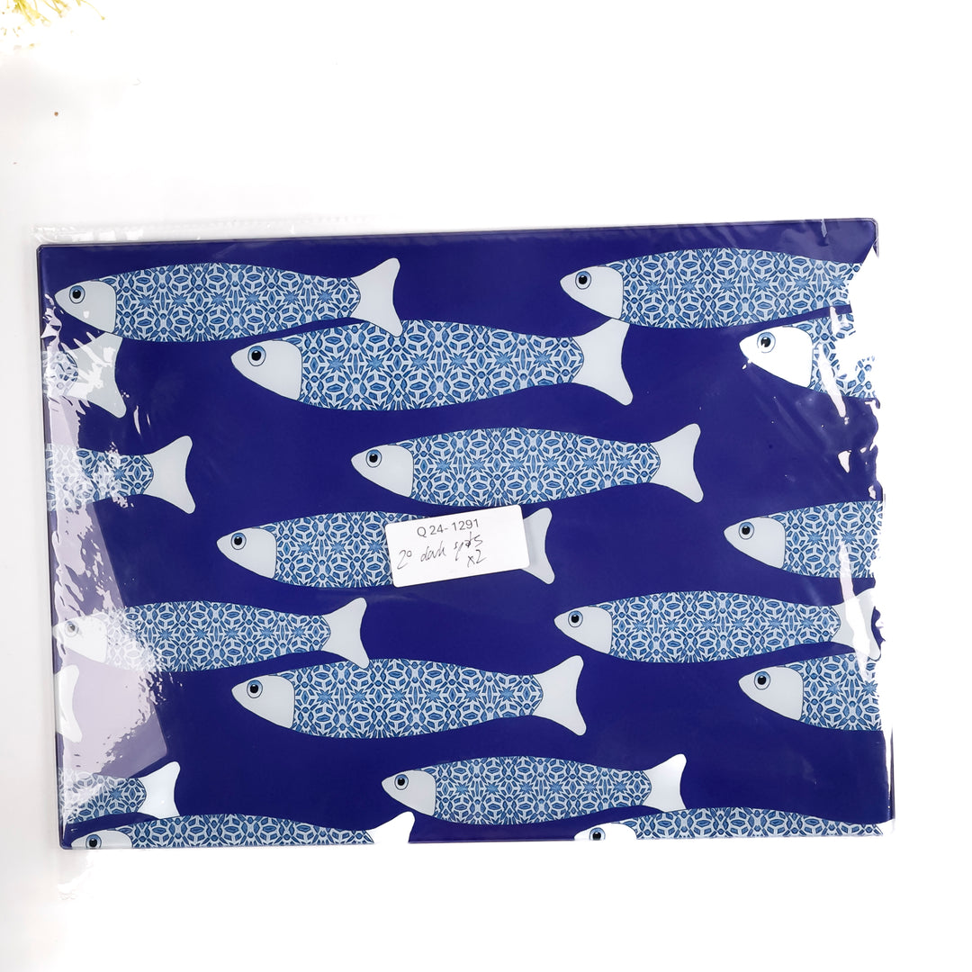 SALE SECOND - Large Rectangular Navy Blue Ocean Shoal Worktop Saver (Smooth)