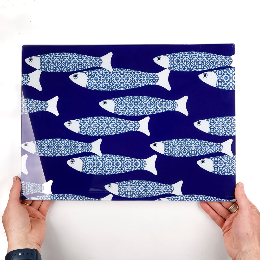 SALE SECOND - Navy Blue Ocean Shoal Worktop Saver (Large Rectangular/Smooth)