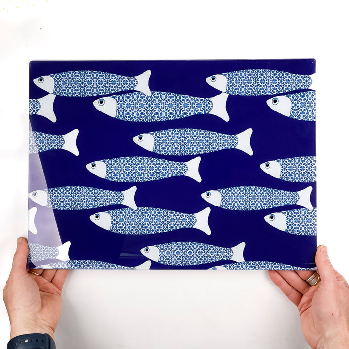 SALE SECOND - Navy Blue Ocean Shoal Worktop Saver (Large Rectangular/Smooth)