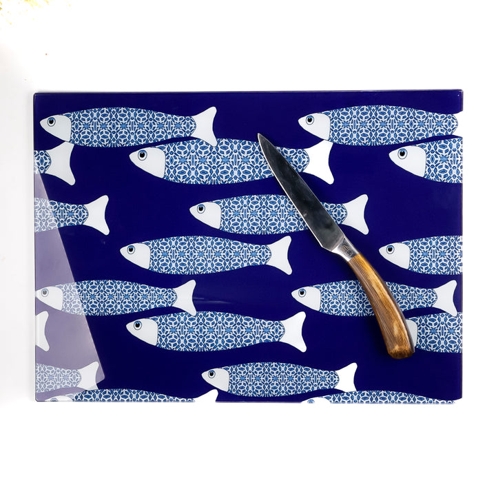 SALE SECOND - Navy Blue Ocean Shoal Worktop Saver (Large Rectangular/Smooth)