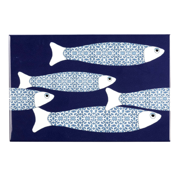 SALE SECONDS - 5x Navy Blue Ocean Shoal - Border version - Large Rectangular Tiles - 30x20cm