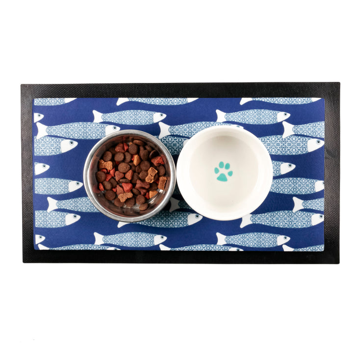 SALE - Navy Blue Ocean Shoal  - Pet Food Placemat