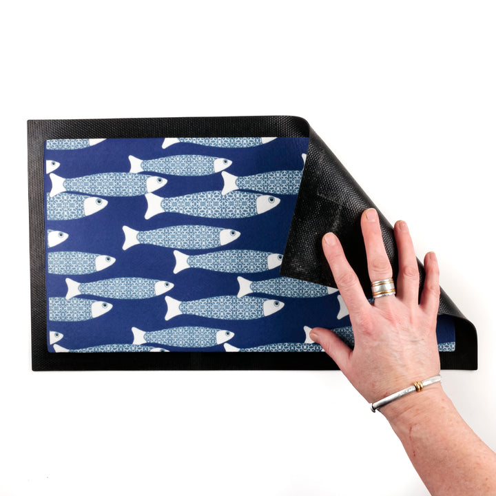 SALE - Navy Blue Ocean Shoal  - Pet Food Placemat