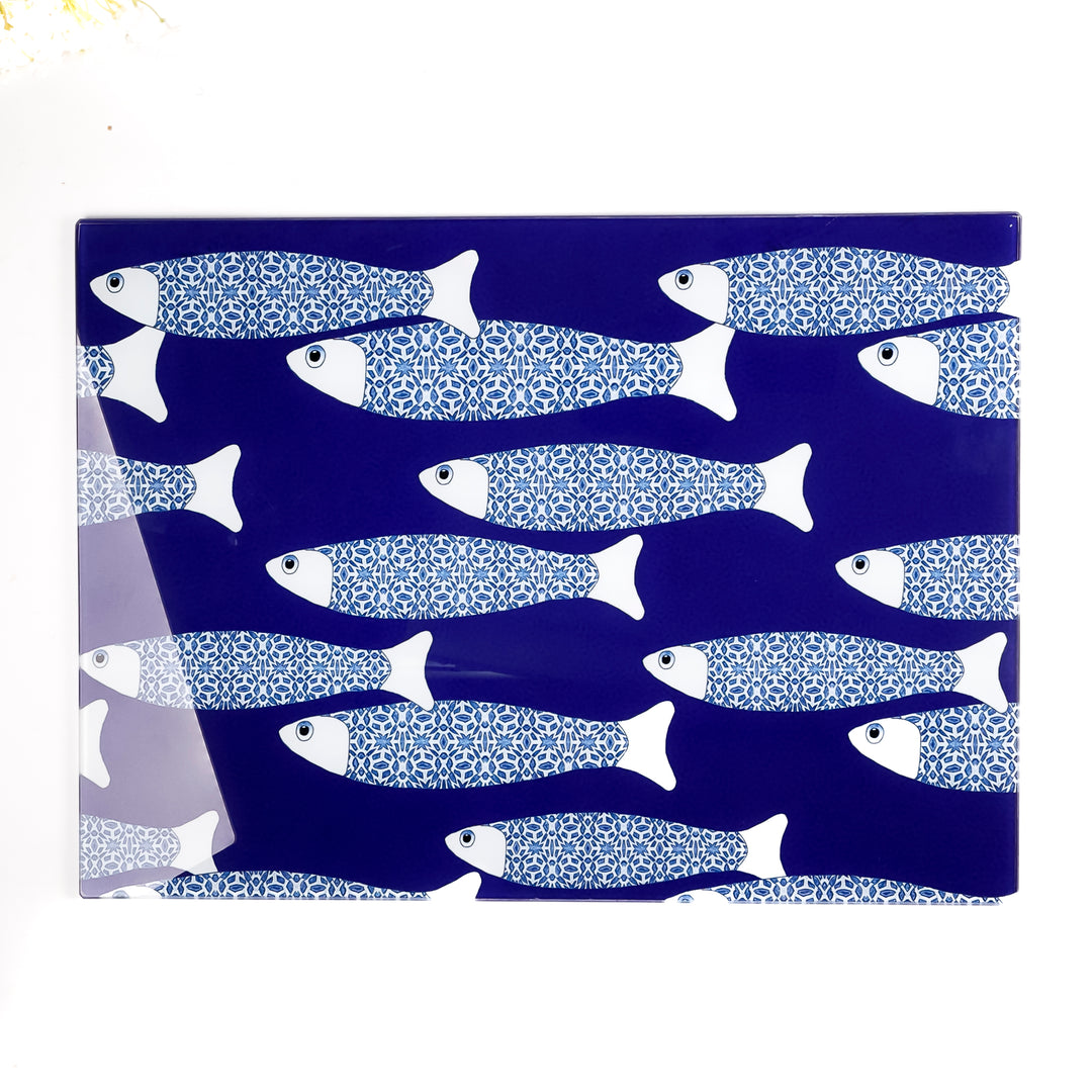 SALE SECOND - Navy Blue Ocean Shoal Worktop Saver (Large Rectangular/Smooth)
