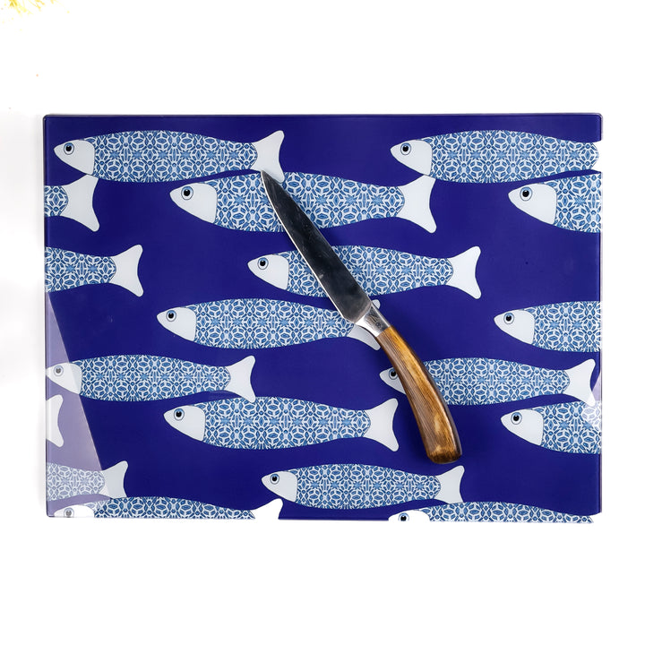 SALE SECOND - Large Rectangular Navy Blue Ocean Shoal Worktop Saver (Smooth)