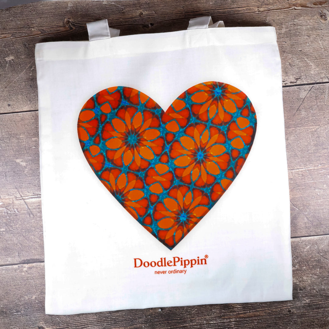 SALE - Moroccan Flower Heart Lightweight Cotton Tote Bag