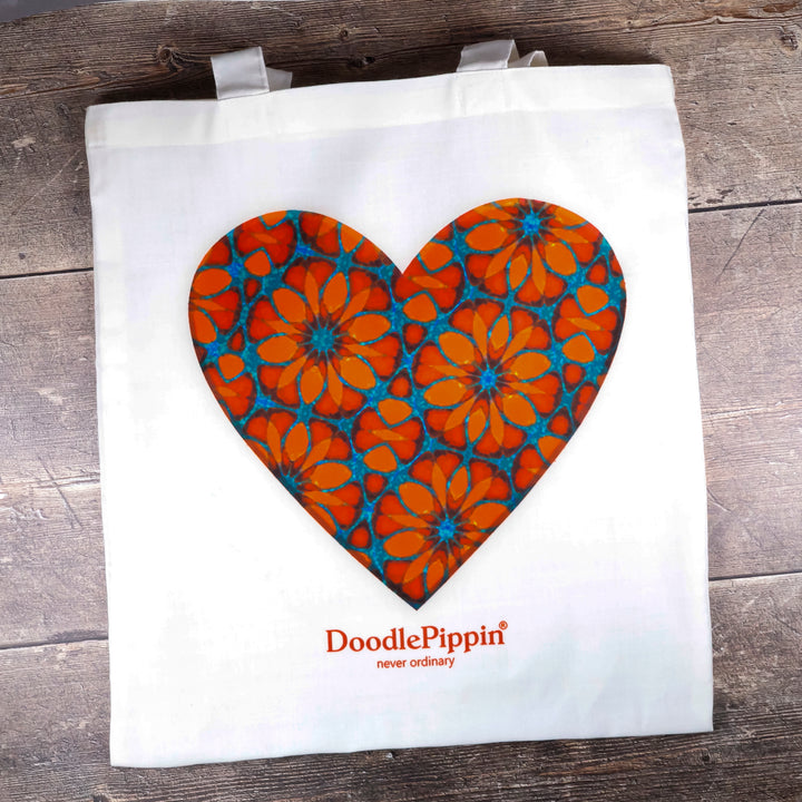 SALE - Moroccan Flower Heart Lightweight Cotton Tote Bag
