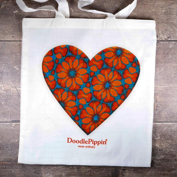 SALE - Moroccan Flower Heart Lightweight Cotton Tote Bag
