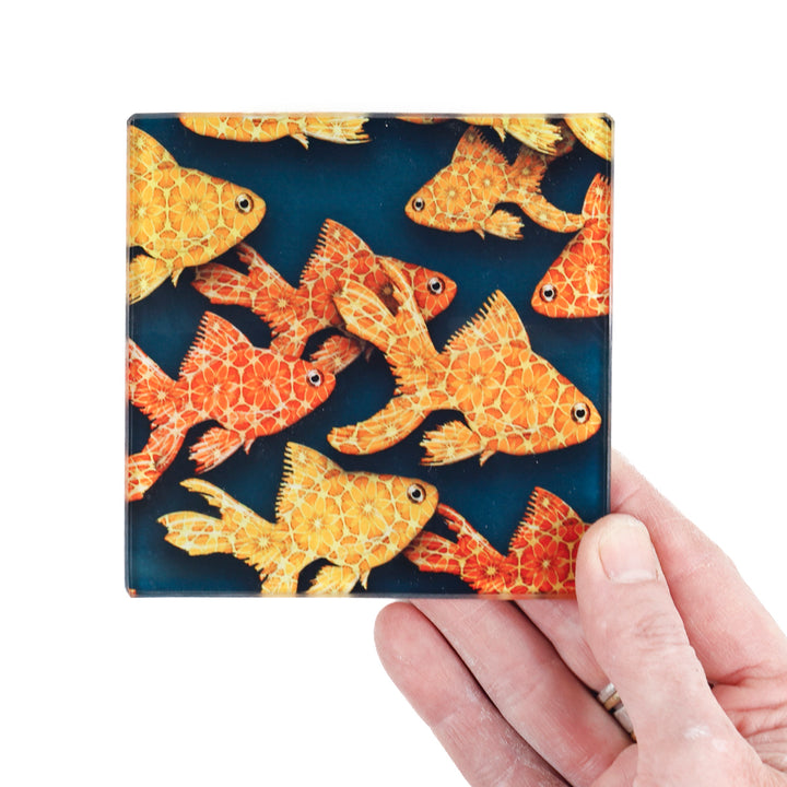Goldfish on Dark Grey/Black - Coaster Set