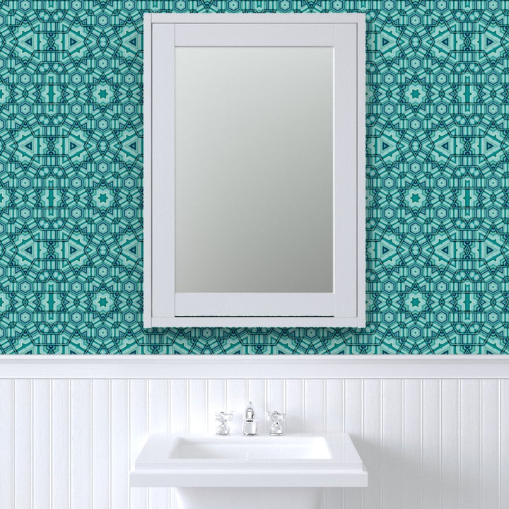 Linear Green Star Wallpaper