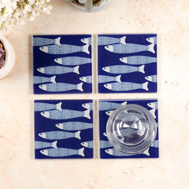 SALE Seconds : Ocean Shaoal Coaster Set - Navy Blue