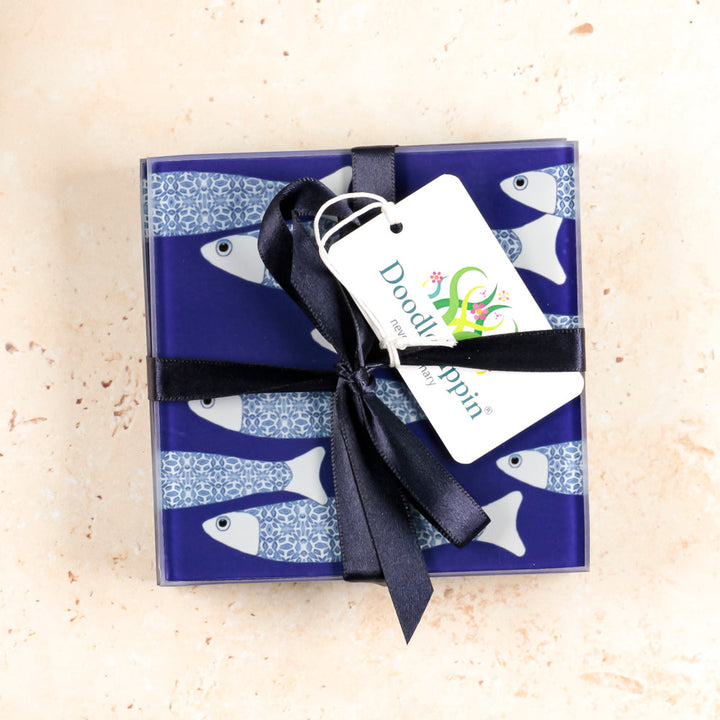 SALE Seconds : Ocean Shaoal Coaster Set - Navy Blue