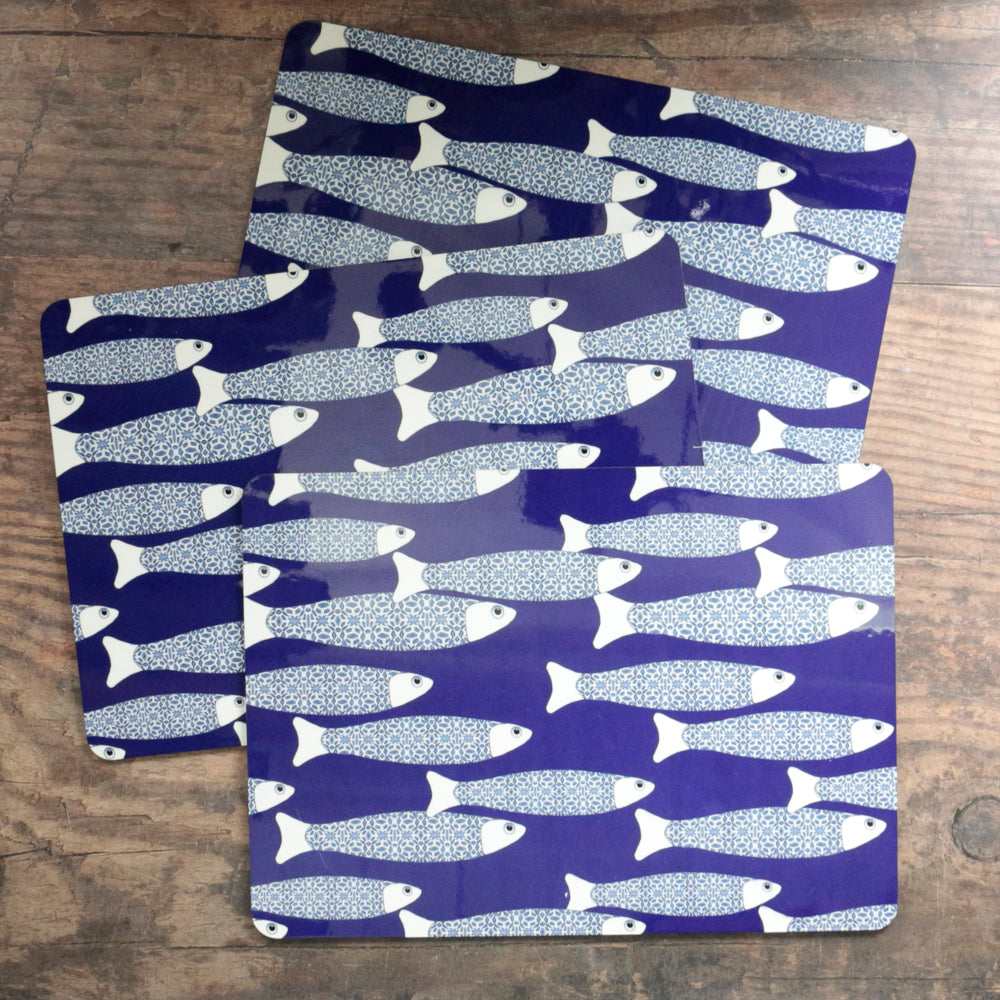 SALE Seconds: Ocean table mat, navy - SET OF THREE