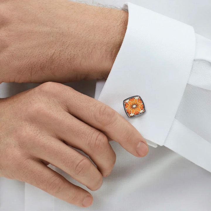Moroccan Flower Millefiori Inlay Cufflink Pair