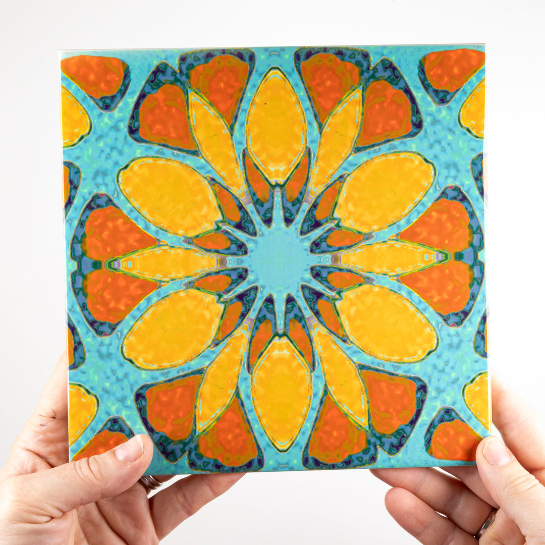SALE SECOND SET : 6 x 20cm tiles - Moroccan Flower design