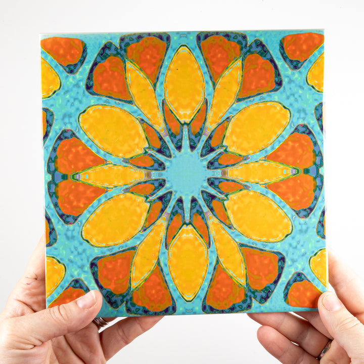 SALE SECOND SET : 6 x 20cm tiles - Moroccan Flower design