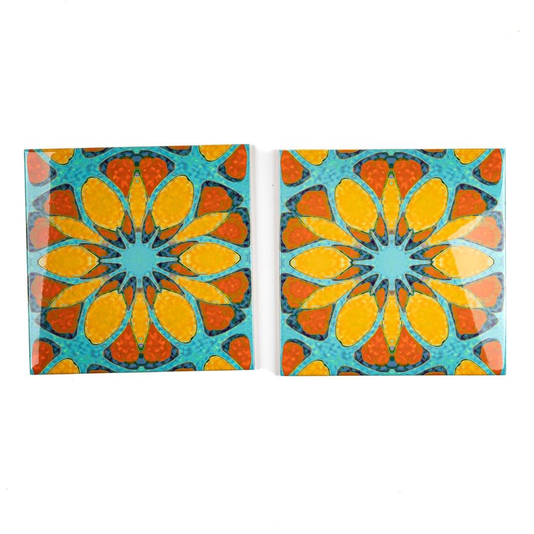 SALE SECOND SET : 6 x 20cm tiles - Moroccan Flower design