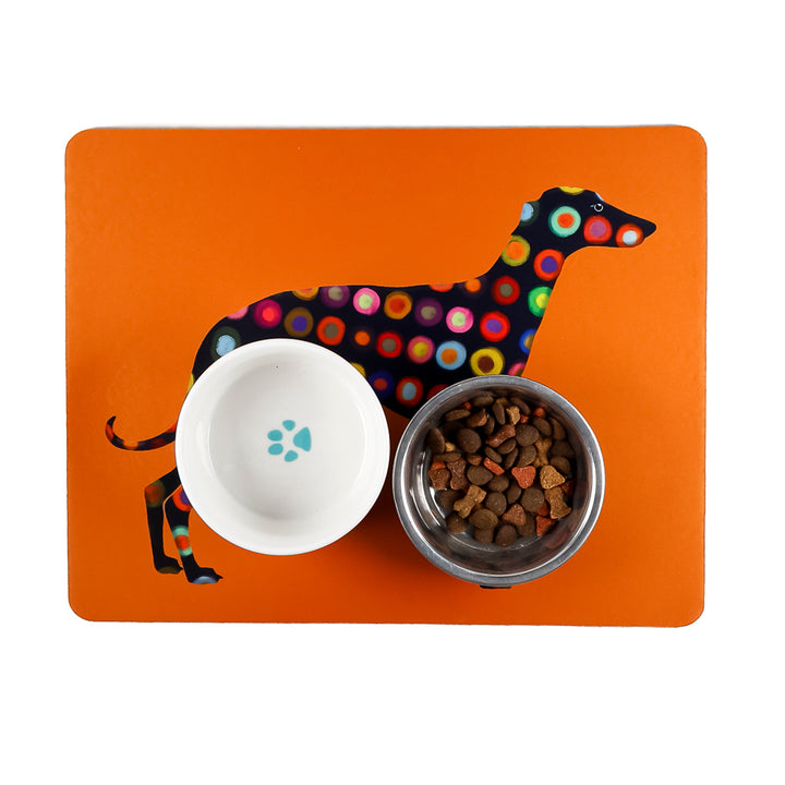 Greyhound Pet Food Mat - Orange