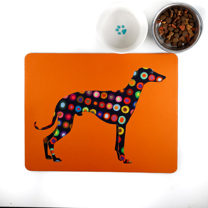 Greyhound Pet Food Mat - Orange