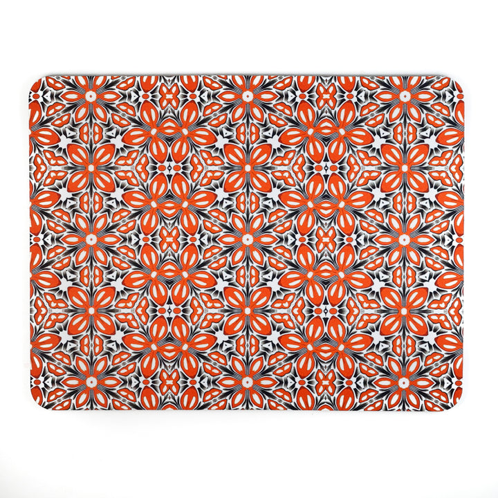 Orange Fox Flower Large Pet Food Mat