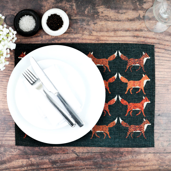 Red Foxes Fabric Placemat