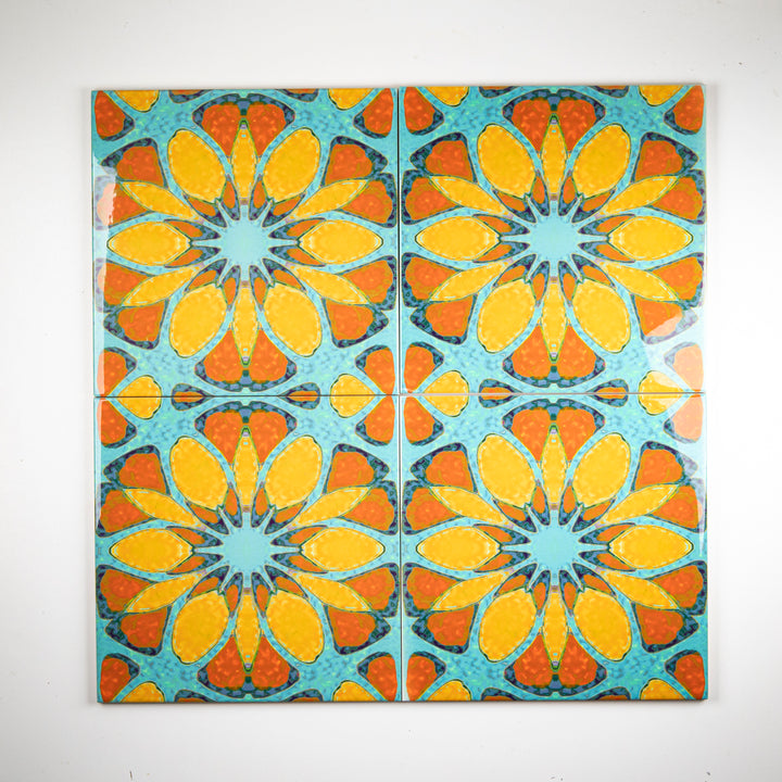 SALE SECOND SET : 6 x 20cm tiles - Moroccan Flower design