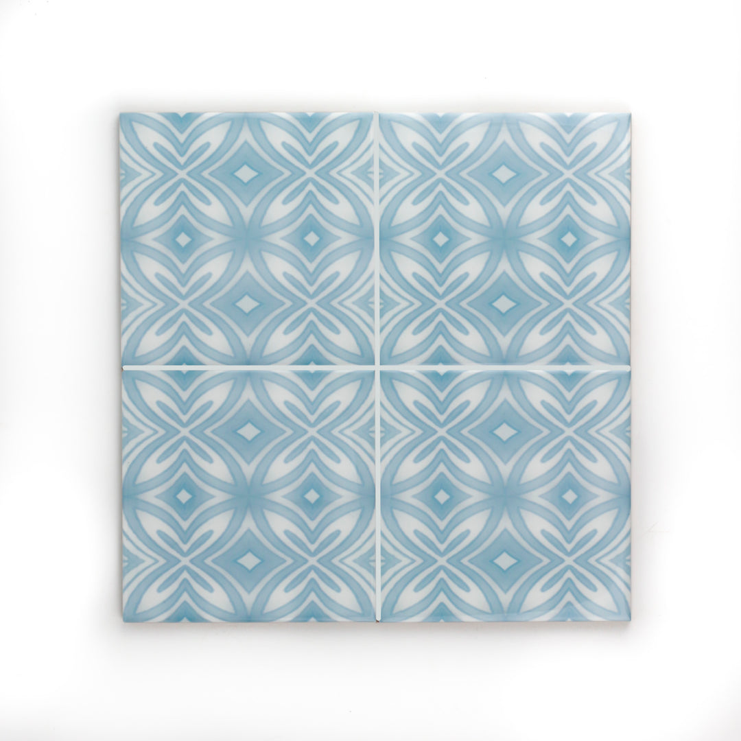 SALE SET - 10 x 15.2cm Pale Blue Star tiles
