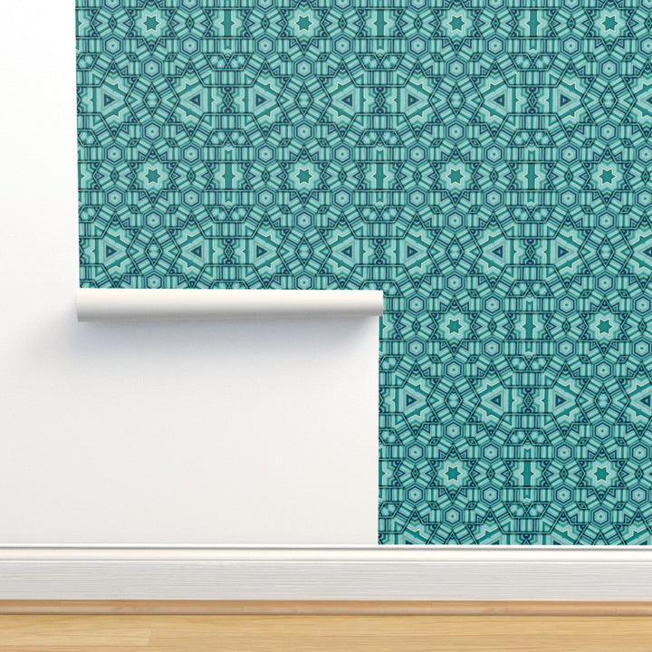 Linear Green Star Wallpaper