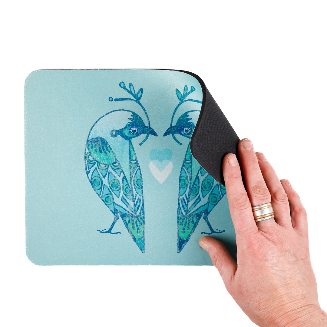 Lovebirds Mouse Mat / Gaming Mat - Turquoise