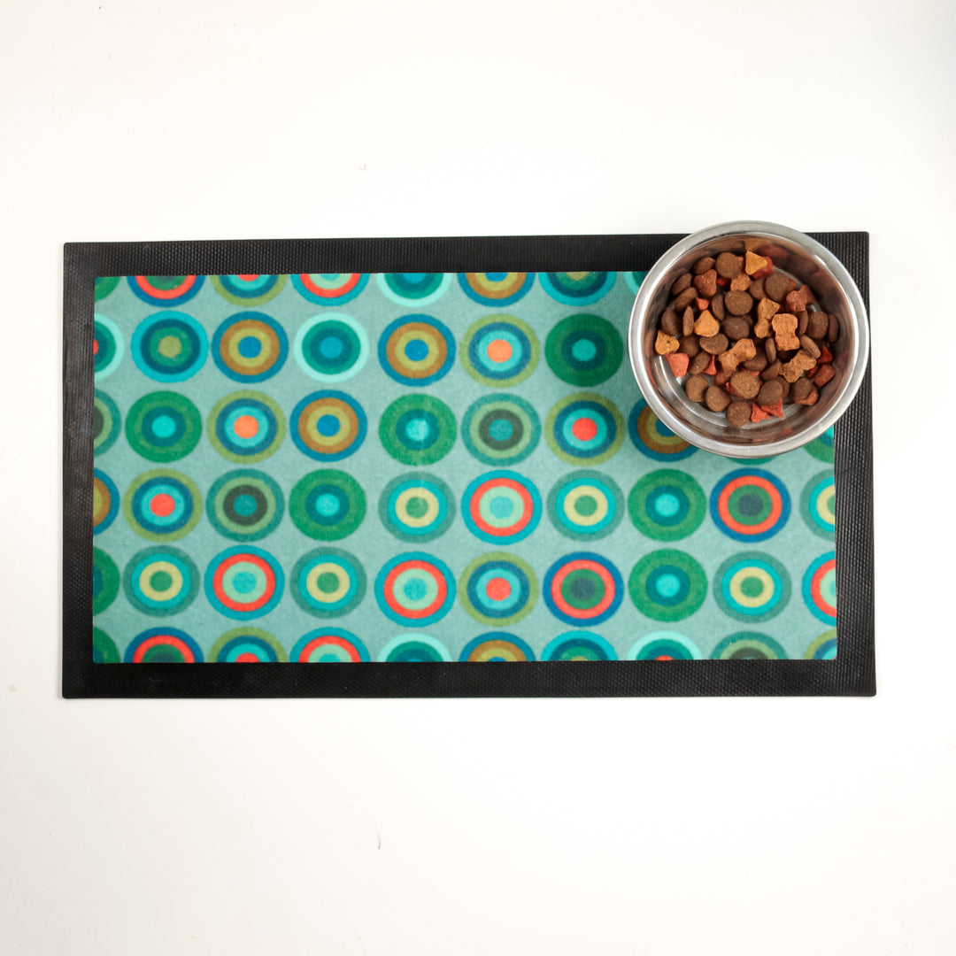 SALE Blue Green Circles Pet Food Placemat