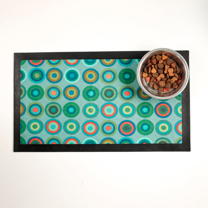 SALE Blue Green Circles Pet Food Placemat