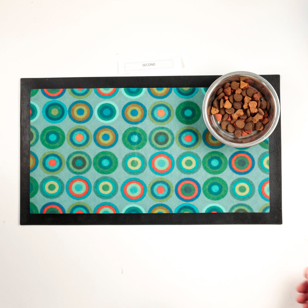 SALE Blue Green Circles Pet Food Placemat