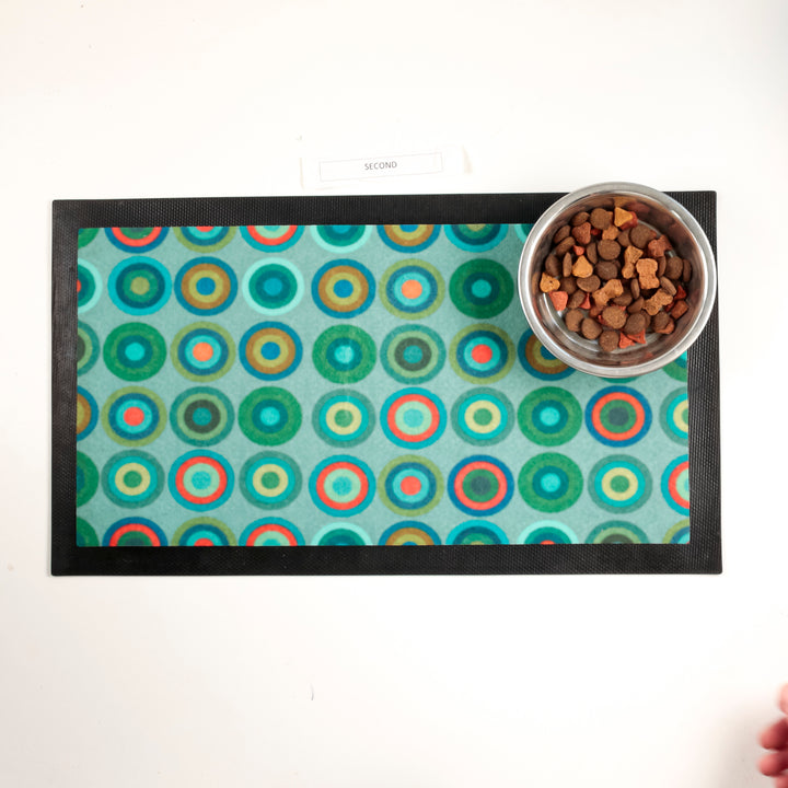 SALE Blue Green Circles Pet Food Placemat