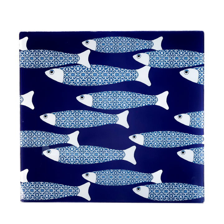 SALE SECOND -  Medium Square Navy Blue Ocean Shoal Trivet (smooth)