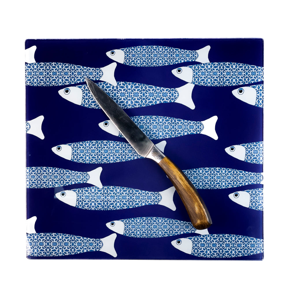 SALE SECOND -  Medium Square Navy Blue Ocean Shoal Trivet (smooth)