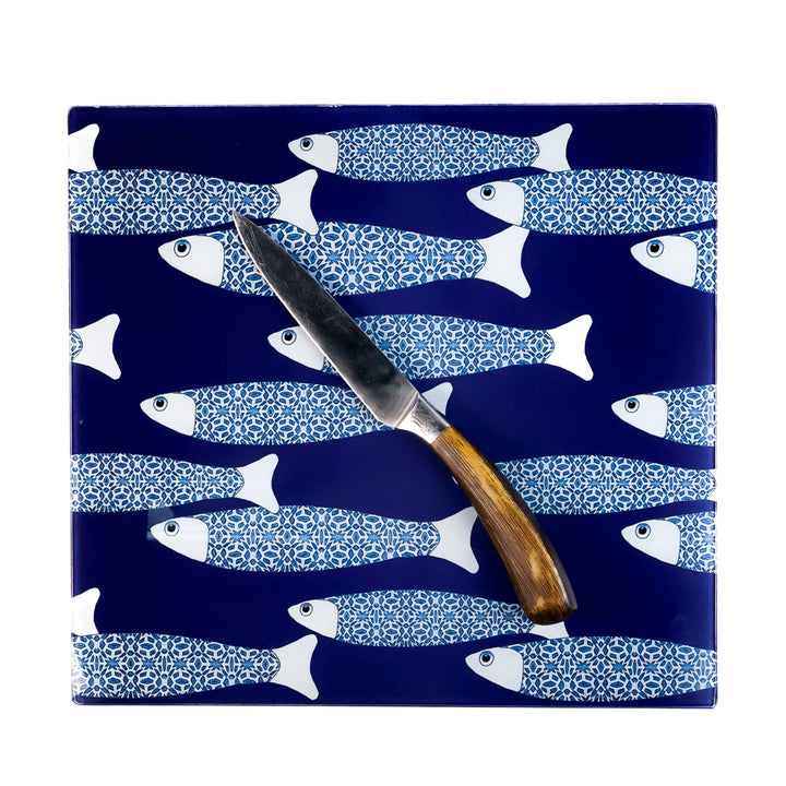 SALE SECOND -  Medium Square Navy Blue Ocean Shoal Trivet (smooth)