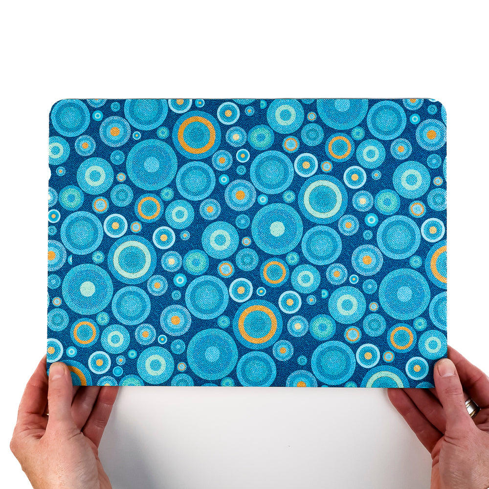 SALE 2x Cork Placemats - Lanternbugs &amp; Blue Orange Circles