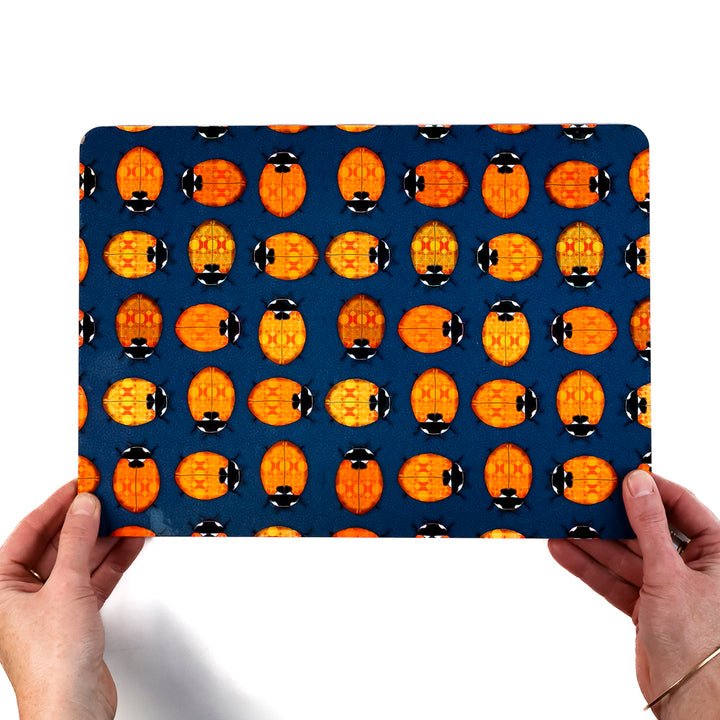 SALE 2x Cork Placemats - Lanternbugs &amp; Blue Orange Circles