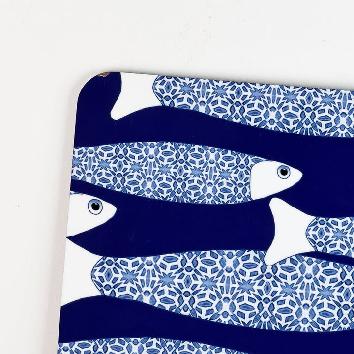 SALE SECONDS - 2x Cork Placemats - Navy Blue Ocean Shoal design