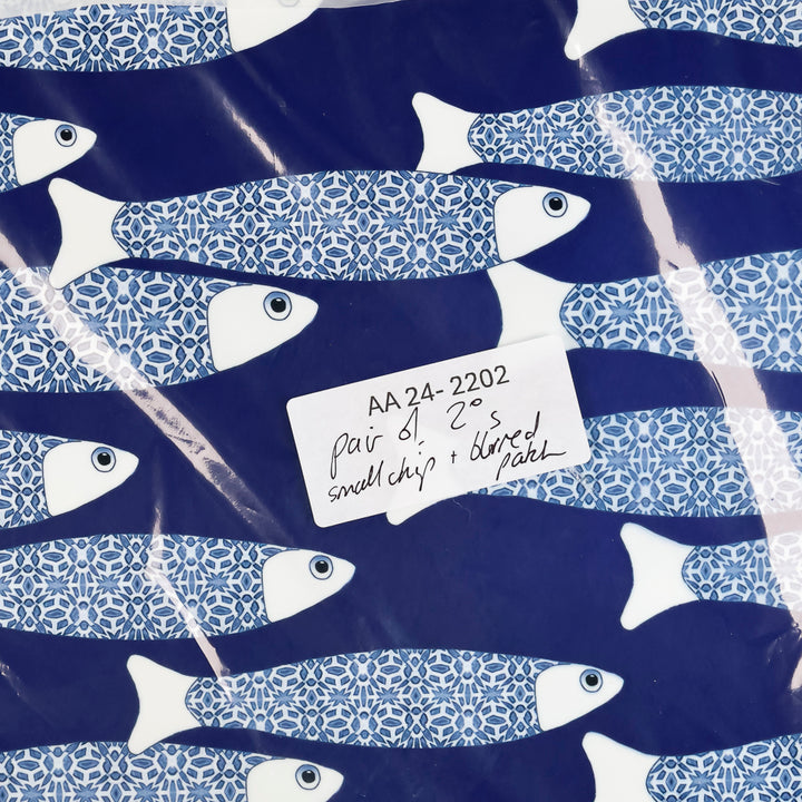 SALE SECONDS - 2x Cork Placemats - Navy Blue Ocean Shoal design