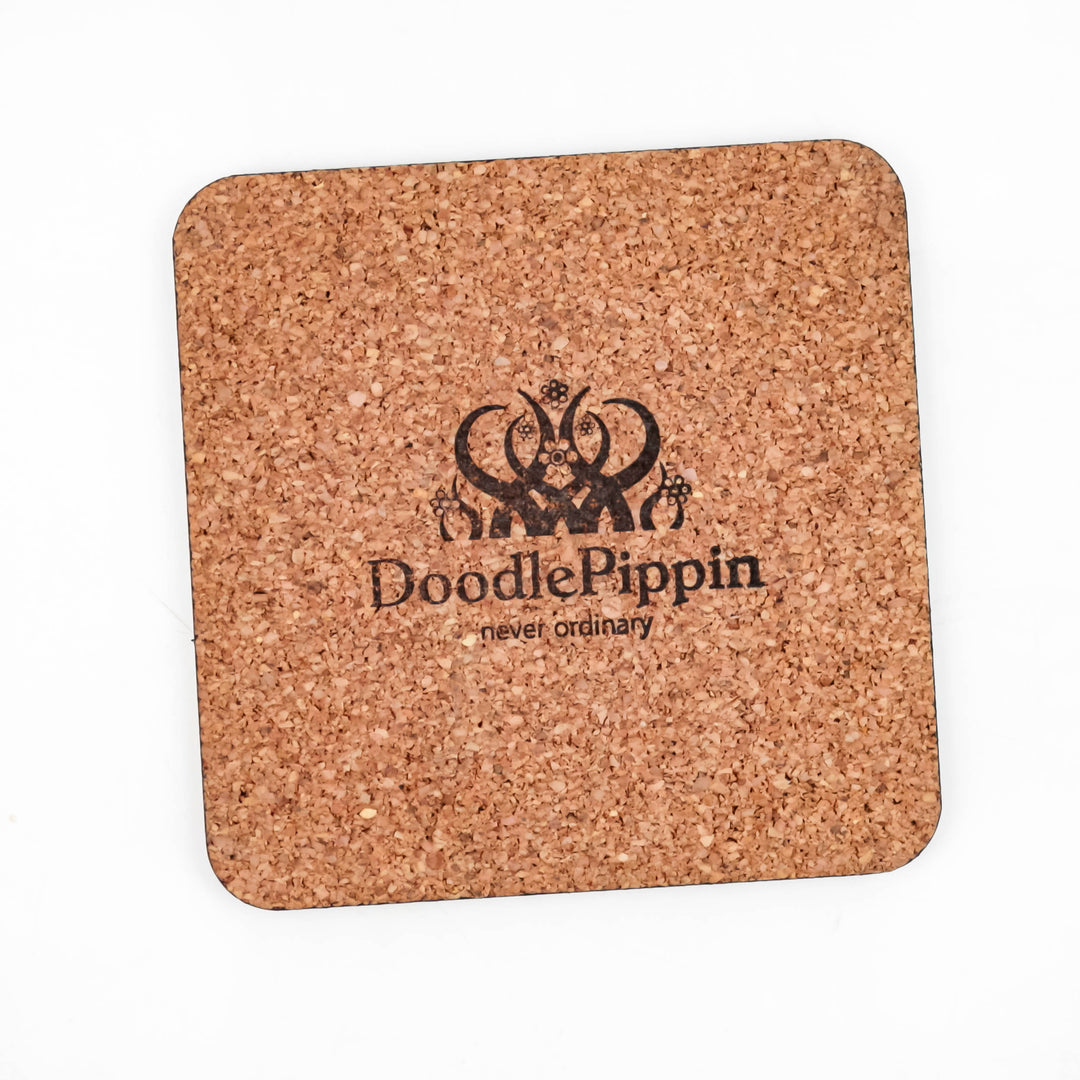 Interwoven Trees Coaster Set - Blue Turquoise - Melamine / Cork backed