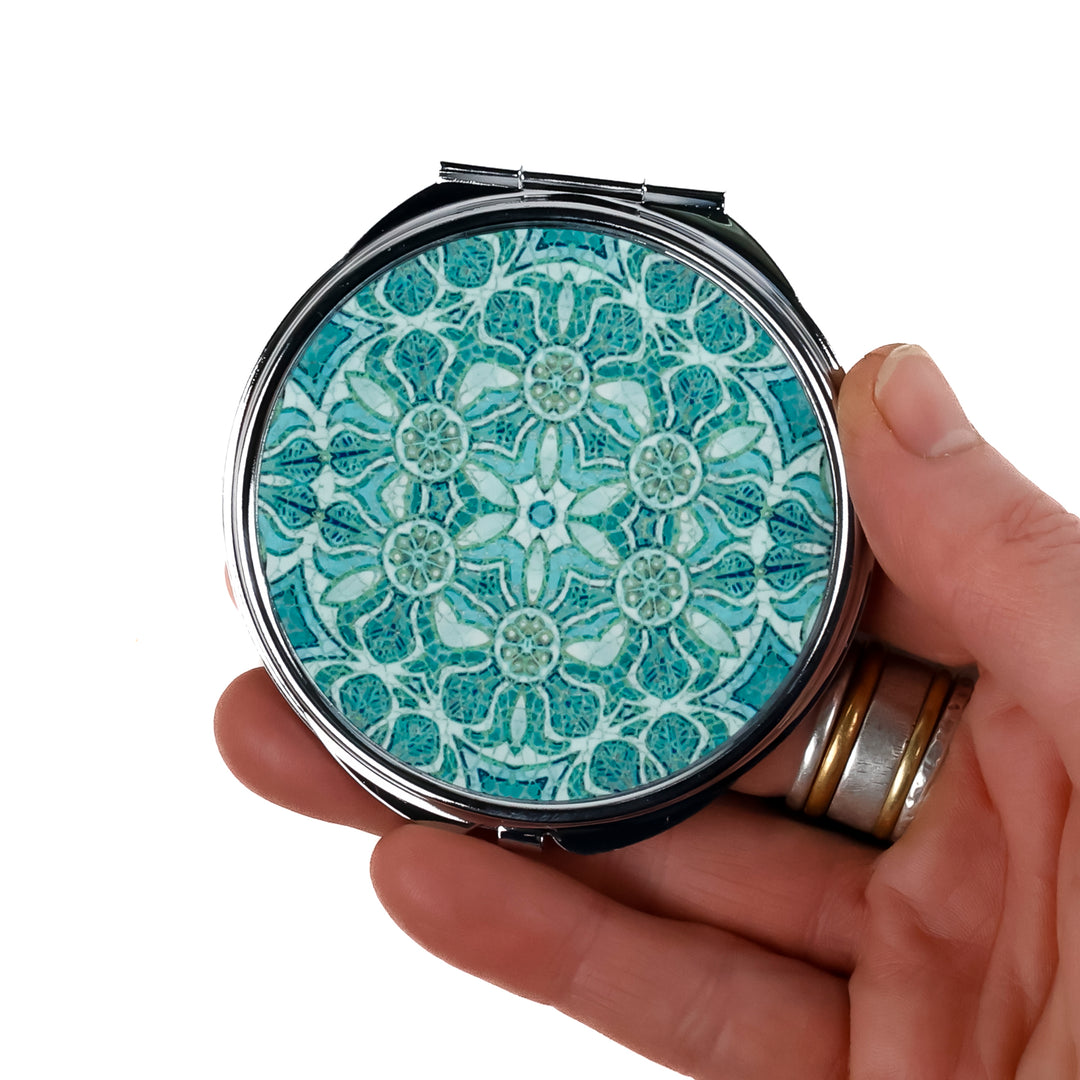 Pomegranate - Aqua - Folding Mirror and Lens Cloth