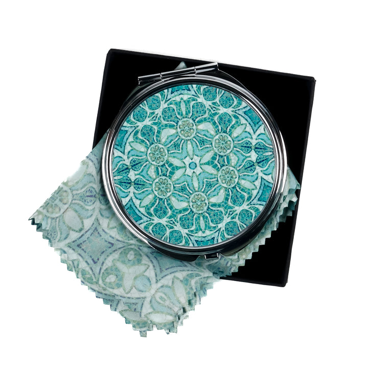 Pomegranate - Aqua - Folding Mirror and Lens Cloth