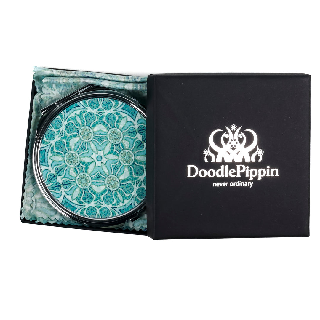 Pomegranate - Aqua - Folding Mirror and Lens Cloth